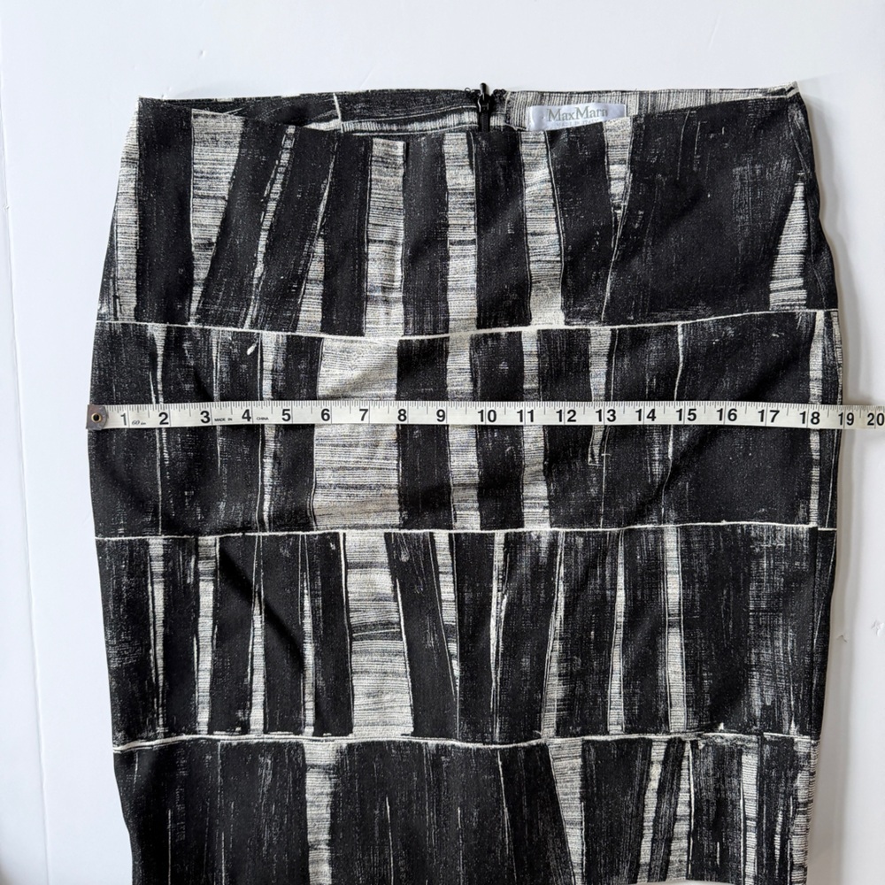 MaxMara‎ Women's Monochrome  Black and Gray Print Pencil Skirt Size 12 - Picture 7 of 8